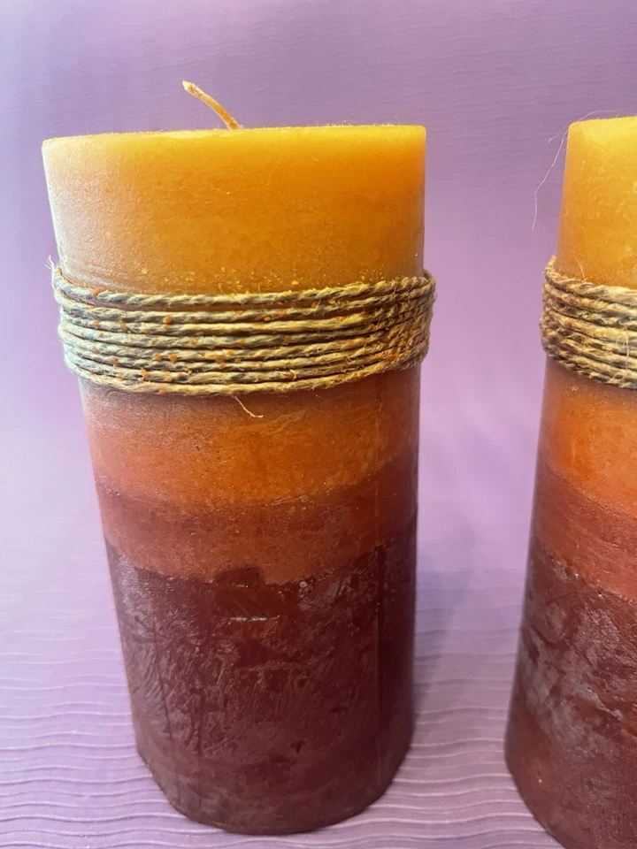 2 piezas 6 pulgadas Velas de pilar de otoño vintage - baya especiada rústica, color de tres capas Foto 4 de 4