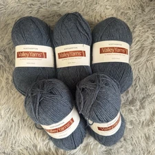 Valley Yarns Northampton Blue Denim Heather 5 Skeins 100 g 247 yds Peru Worsted