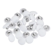 30pcs Fabric Cloth Covered Button 11.5mm Metal Round Sewing Buttons White