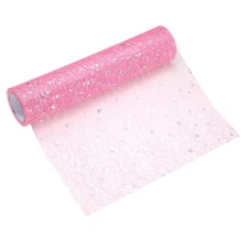 Pink Table Runner Roll, 11" x 30 Feet Sequin Foil Metallic Table Runner