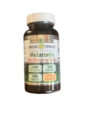 Amazing Formulas Melatonin 12 Mg Fast Dissolving Tablets 180 Count Exp 5/26