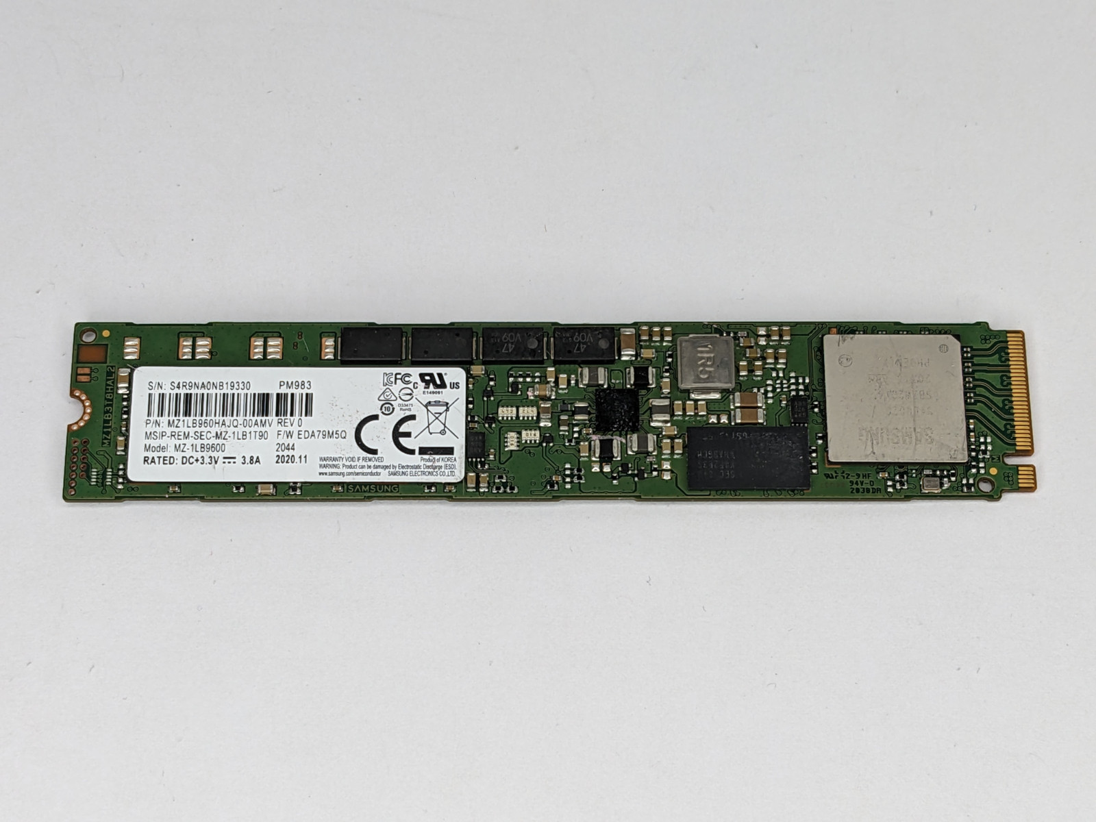 Samsung PM983 960GB M.2 22110 NVMe PCIe MZ-1LB9600 MZ1LB960HAJQ-00AMV SSD 100%