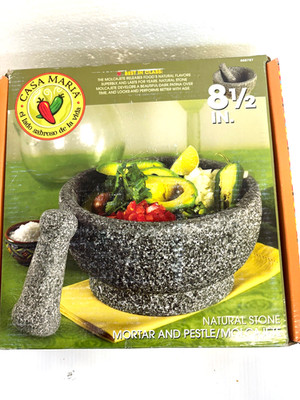 NIB Casa Maria Mortar And Pestle Stone Food Herb Grinder Unused Large Molcajete