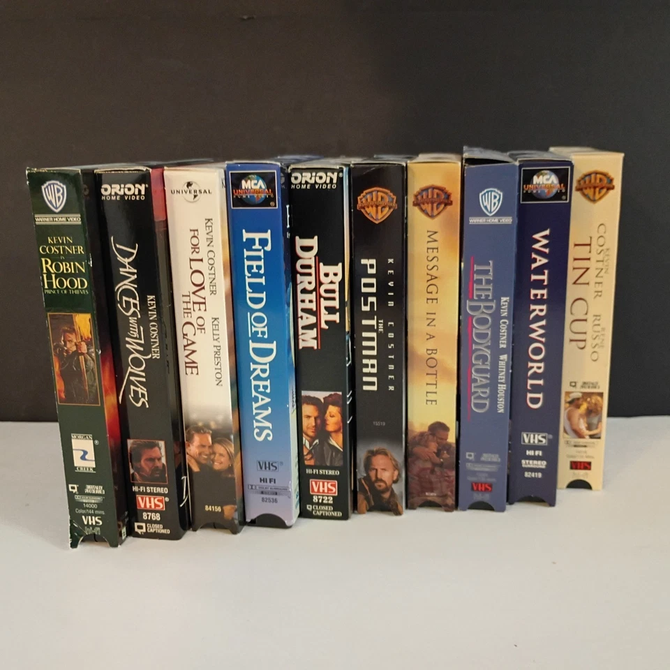 Kevin Costner VHS Movie Lot 10 Tapes Dances With Wolves Field of Dreams - Image 2 of 2