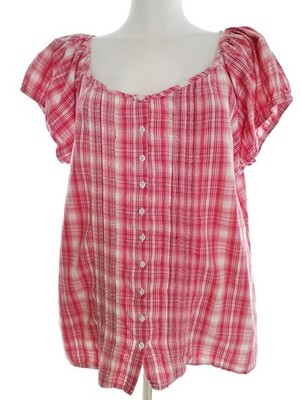 ISOLDE Damen Geknöpfte Bluse Gr. 48 Rosa Baumwolle 100% Kurzer Ärmel Knöpfe