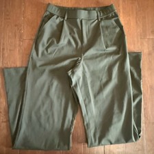 Halara Work Pants Womens S Green Flex High Waisted Back Pocket Slight Flare