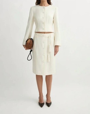 Posse Elspeth Midi Skirt White