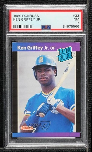 1989 Donruss Rated Ken Griffey Jr (*Denotes on Back) #33 PSA 7 Rookie RC HOF