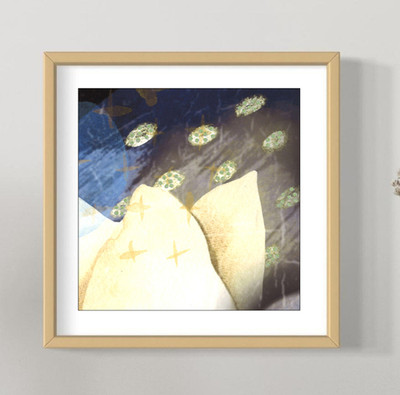 White mat recycled mixed media flowers abstract nature collectable OOAK ink  art
