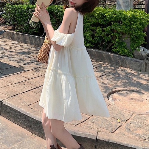 Playful Summer Dress with Short Sleeves Designed Exclusively for Women - Picture 10 of 52