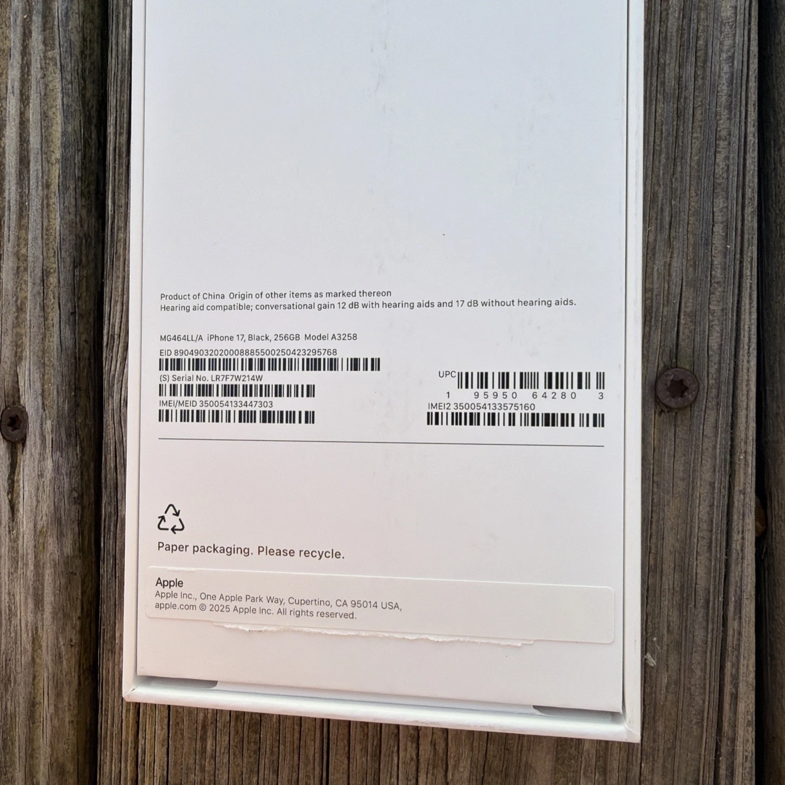Apple iPhone 17 Black 256GB - Empty Retail Box Only Model A3258 - product detail image 3