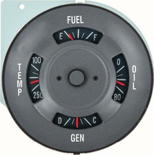1968 Pontiac Firebird; Dash Instrument Cluster Gauge ; 4 Gauge; Fuel Temp Oil