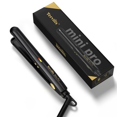 Terviiix Mini Flat Iron for Short Hair Temperature Adjustable, 1/2 Inch Black