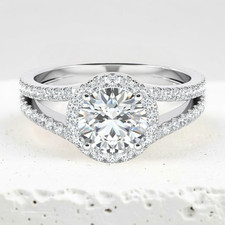 Sale ! 14k White Gold Diamond Engagement Ring IGI Lab Created 3.75 Ct Round Cut