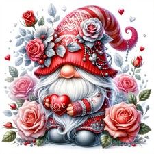 Gnome Valentine Diamond Art Kits for Adults-Round 12x12in 30x30cm ,