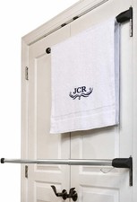 Door Towel Rack No-Drill Hinge-Mounted Towel Bar for Bathroom or Bedroom Do...
