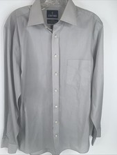 Stafford Travel Easy-Care Long Sleeve Button Up Shirt 15 1/2 34-35 Grey