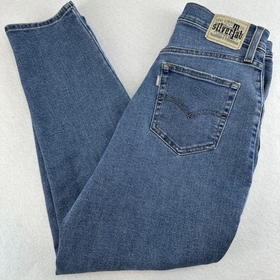 Levi s Jeans Women s Mom Jeans Distressed Blue Silver Tab Size 29 Waist 28 