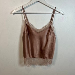 Victorias Secret Satin Cropped Lace Camisole Sz XS Rose Gold Y2K Grunge Festival