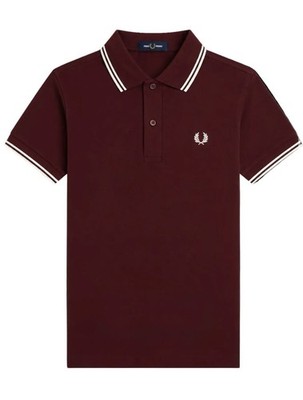 Fred Perry Herren Polo M bordeauxrot 100% Baumwolle Kurzarm Kragen Logo
