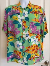 Jams World Hawaiian Aloha Short Sleeve Men s Shirt, Large Floral and Car Print