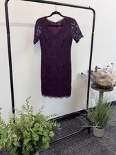 ADRIANNA PAPELL Purple Floral Lace V-Neck Short Sleeve Sheath Dress Size 2