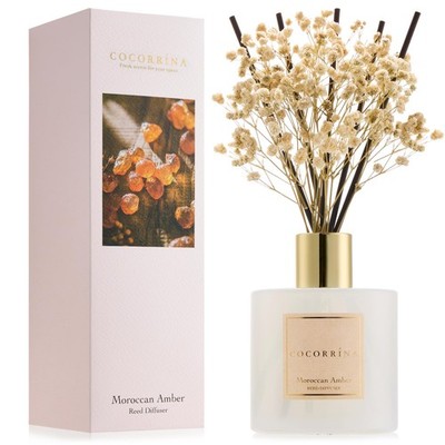 COCORRÍNA Reed Diffuser - Moroccan Amber 6.7 Ounce/1pack, White, Pink