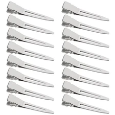 100 Pack 1.77 Inch Single Prong Pin Curl Duckbill Clips,Silver Setting Section