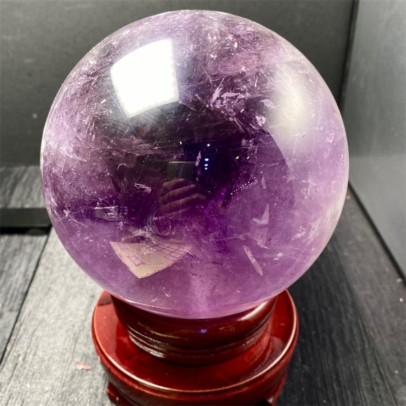 113mm Top Natural Amethyst Quartz Sphere Crystal Ball Reiki Healing Home Decor