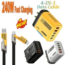240W Super Fast Charging USB Type C Wall Charger with Cable for All Cell Phone