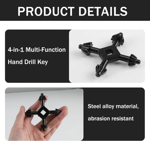 4 Way Drill Press Chuck Key Size 3/8" 1/2" Chucks Universal Combination Hand - Bild 3 von 7