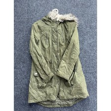 Atmosphere Womens Olive Green Faux Fur Trim Hooded Parka Jacket Size 6