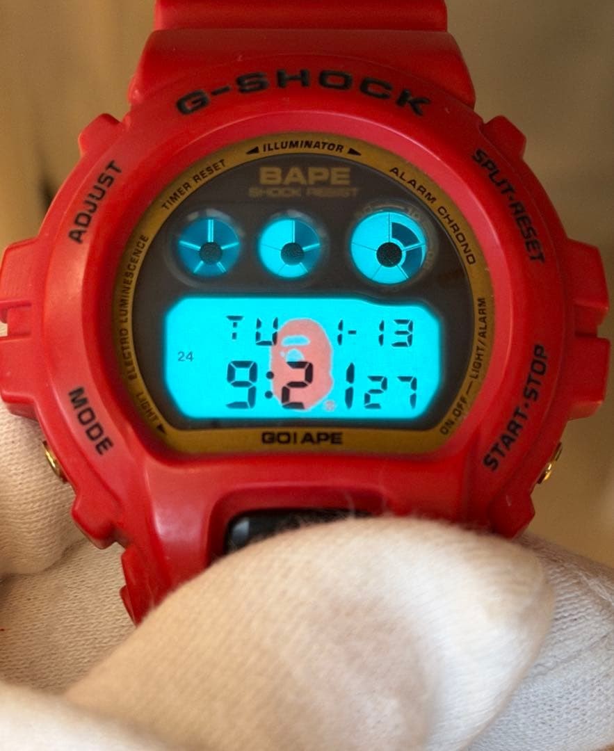 G SHOCK DW 6900 Ape Collaboration Vintage Red Boxed Watch Limited