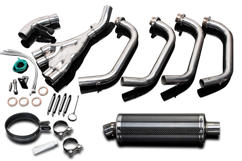 Silenciador de carbono Yamaha XJ600 S/N Delkevic escape completo 4-1 acero inoxidable 14" 92-03 Foto 2 de 4