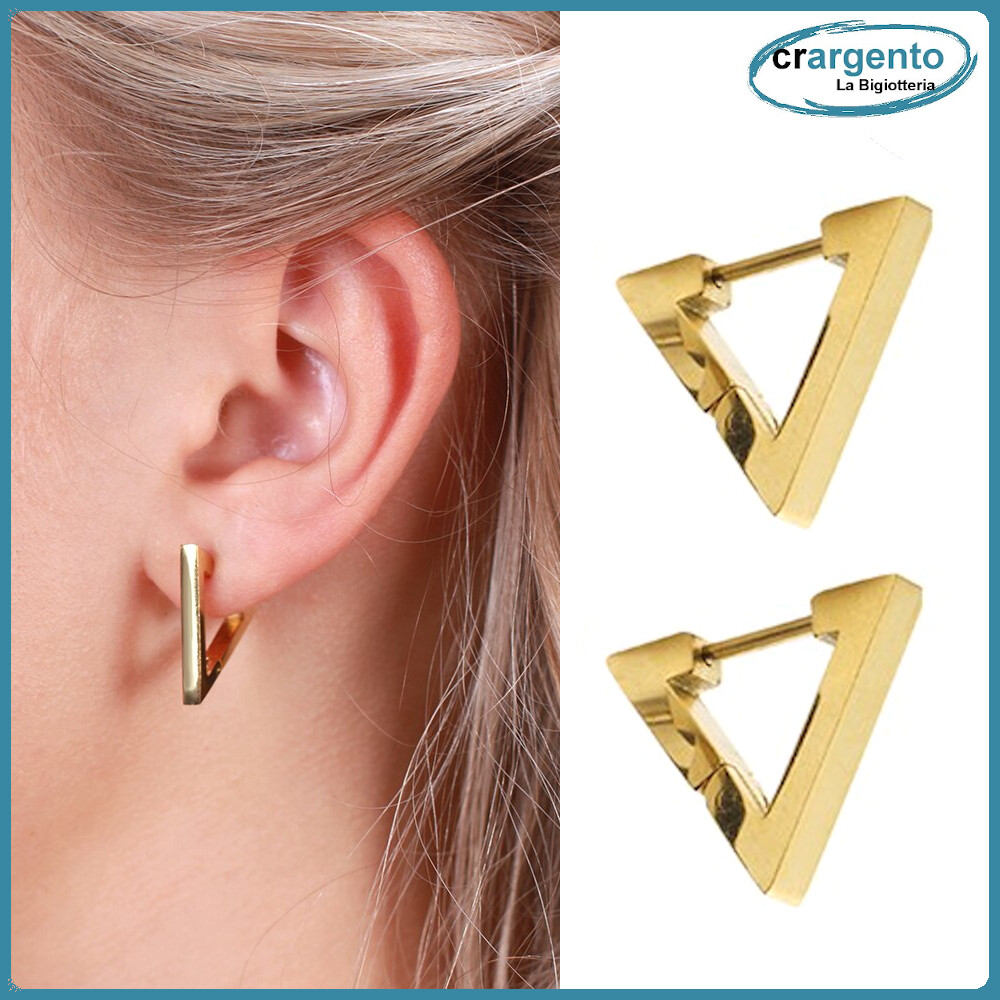 555Jewelry Orecchini da donna a cerchio triangolare, in