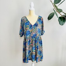ASOS Floral Paisley  V-neck Baby Doll Dress Short Sleeve Sz 4