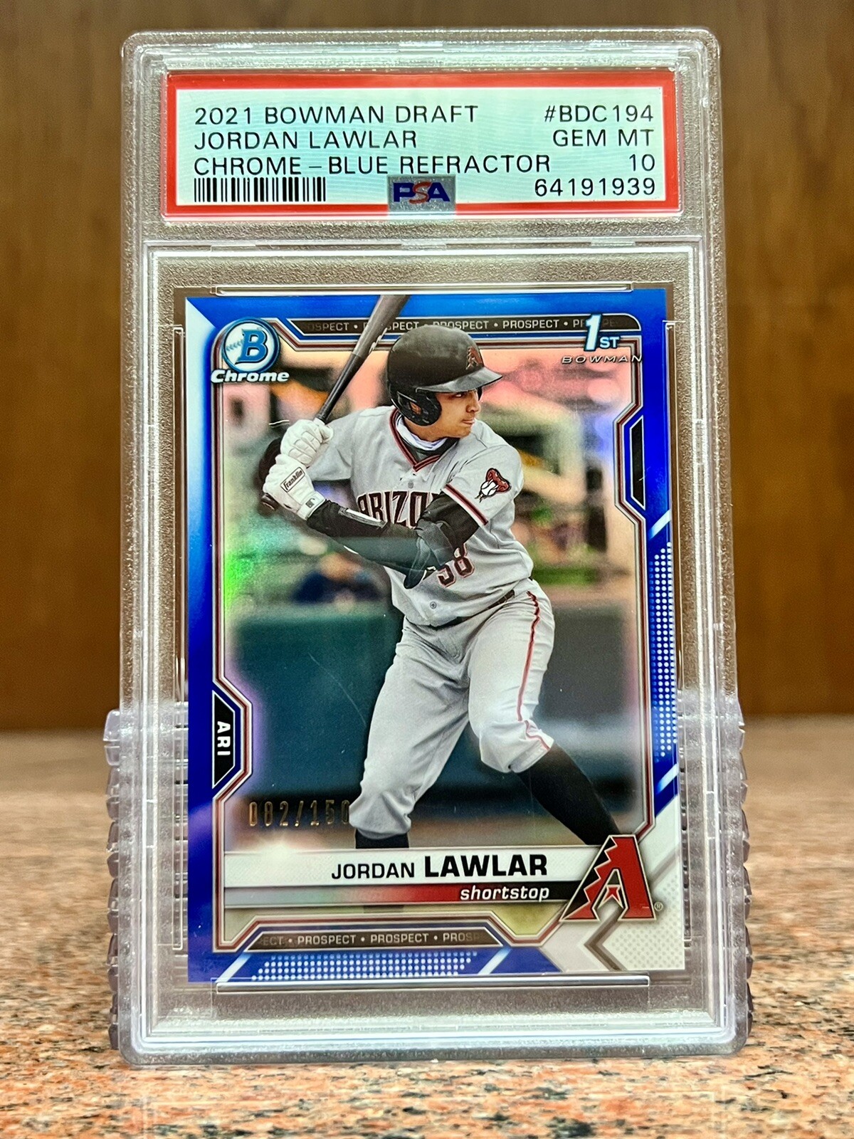 JORDAN LAWLAR 2021 Bowman Chrome Draft 1st BDC194 BLUE Refractor PSA 10 /150