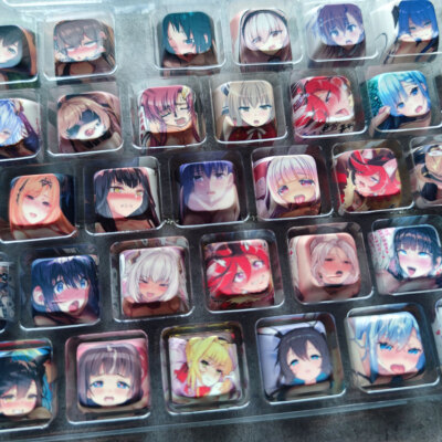 4pcs Anime Ahegao Waifu Keycaps 1U XDA Fits Mechanical Keyboards Random Pattern