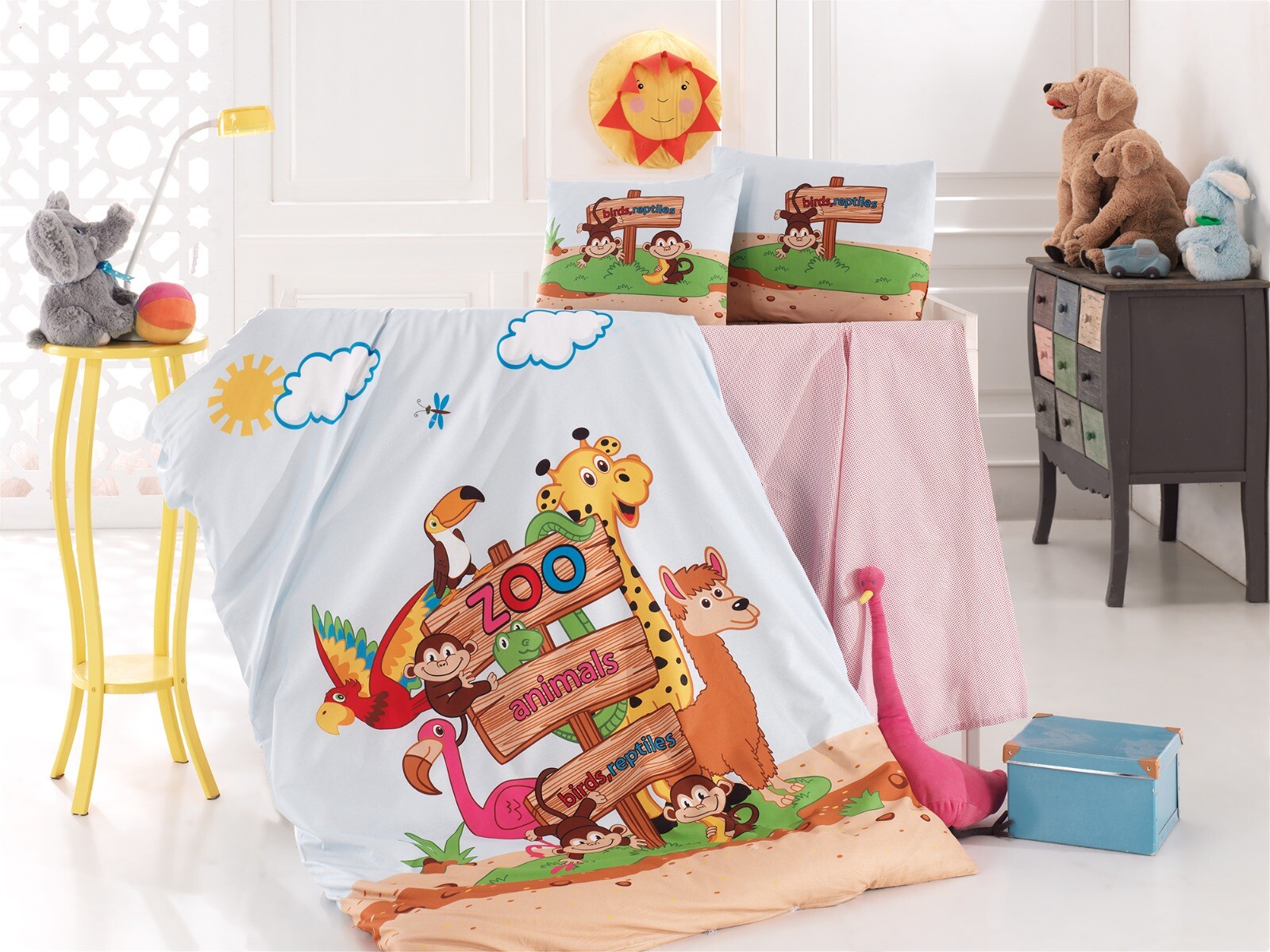 Biancheria da letto reversibile bambino Zoo 100 x 135 cm