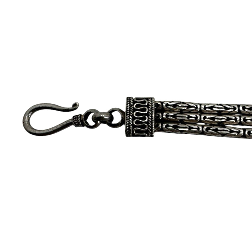 Solid Sterling Silver Triple Strand Byzantine Bra… - image 6