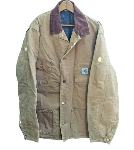 Vintage USA Carhartt Duck Blanket Lined Denim Work Jacket Coat Chest 50" L XL