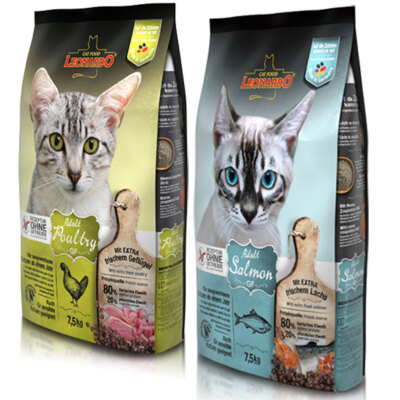 7,5 kg Leonardo Adult Salmon GF + 7,5 kg Adult Poultry GF Trockenfutter Cat 