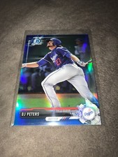 2017 Bowman Chrome D.J. Peters LA Dodgers Prospect 70th Anniversary Blue Ref