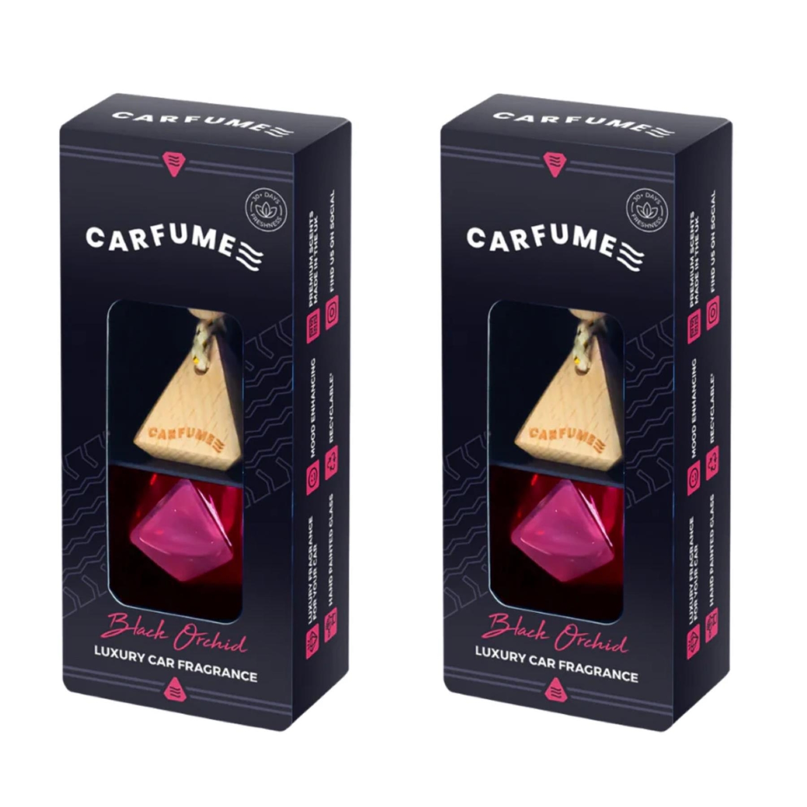 Car Fume Diffuser Air Freshener 2 x Black Orchid Hanging Odour Eliminator
