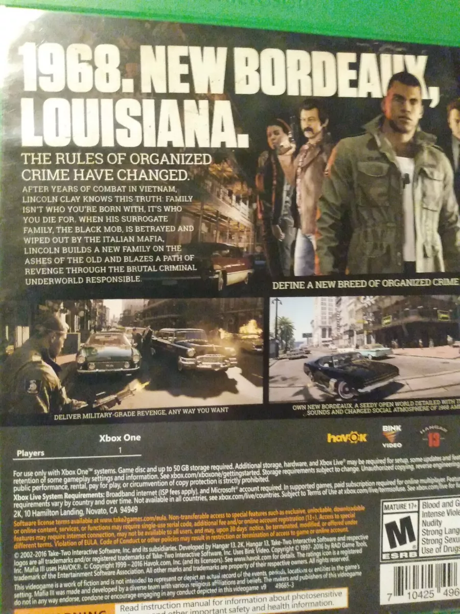 Mafia III, 2K, Xbox One, 710425496653 