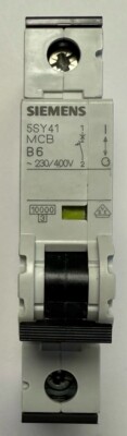 Siemens Circuit Breaker / 230/400V~ / B6 / 6A / 5SY4106-6 / 5SY41 MCB B6
