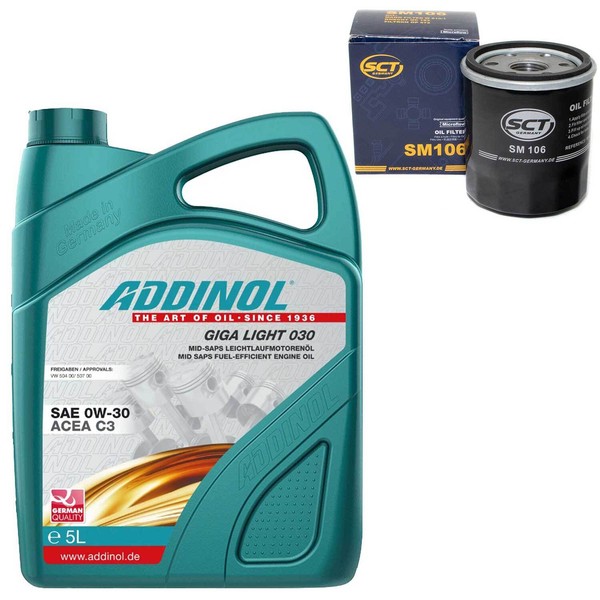 MotoröL Set 0W-30 Addinol 5 Liter + ÖLfilter Sm 106 FüR Suzuki Liana Toyota 2.0-image