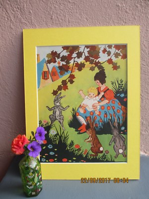 vintage Mother Goose illustration ''Bye, Baby Bunting'' by Charlotte Stone  1928 