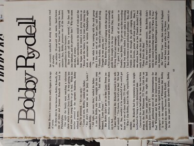 Sk86 Ephemera 1962 Pop Artikel Bobby Rydell