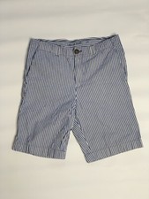 Lands End Boys Blue and White Striped Seersucker Shorts Size 14 Adjustable Waist